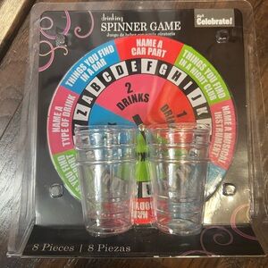 Celebrate! Drinking Spinner Game Set, 6 Shot Glasses, 8 Pieces, Party, Adults